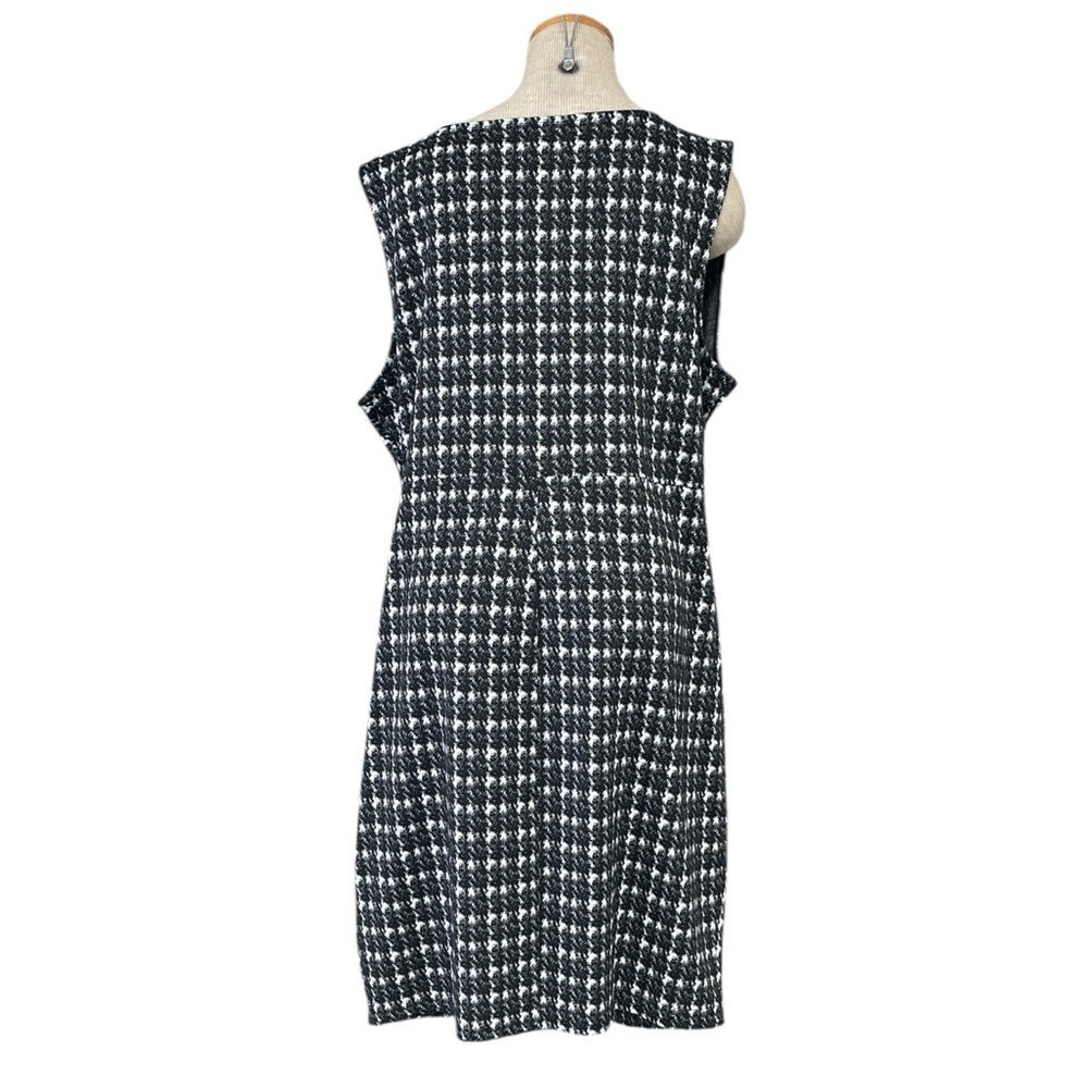 Banana Republic Black White Houndstooth Sheath Dress Drape Neck Size XL - Picture 8 of 13